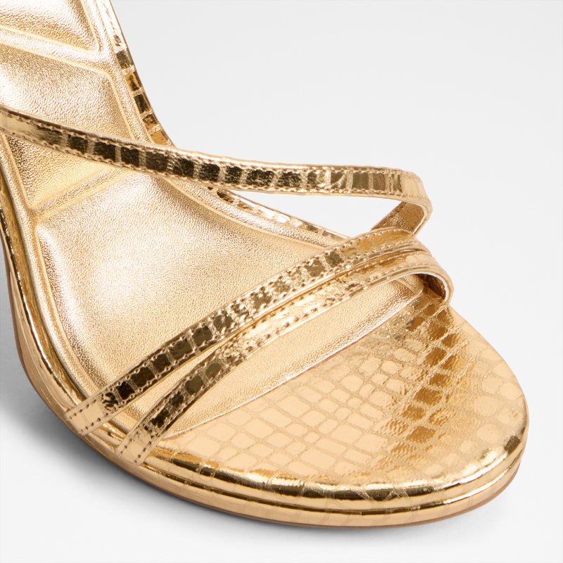 Aldo sandale na visoku petu ODELLA LEA EMB CROCO - zlatna 4