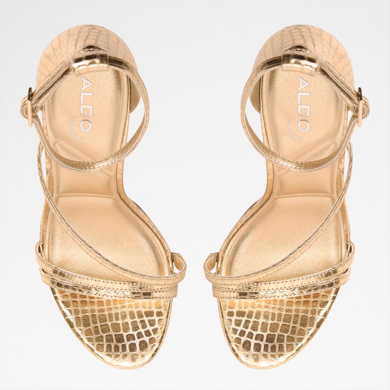 Aldo sandale na visoku petu ODELLA LEA EMB CROCO - zlatna 5