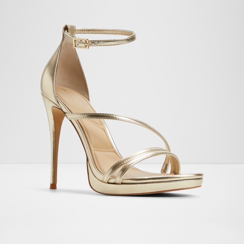 Aldo sandale na visoku petu ODELLA SYN METALLIC - žuta 3