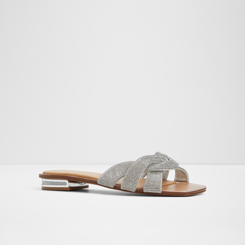 Aldo ravne natikače ORMELEY TEX SATIN - srebrna 4