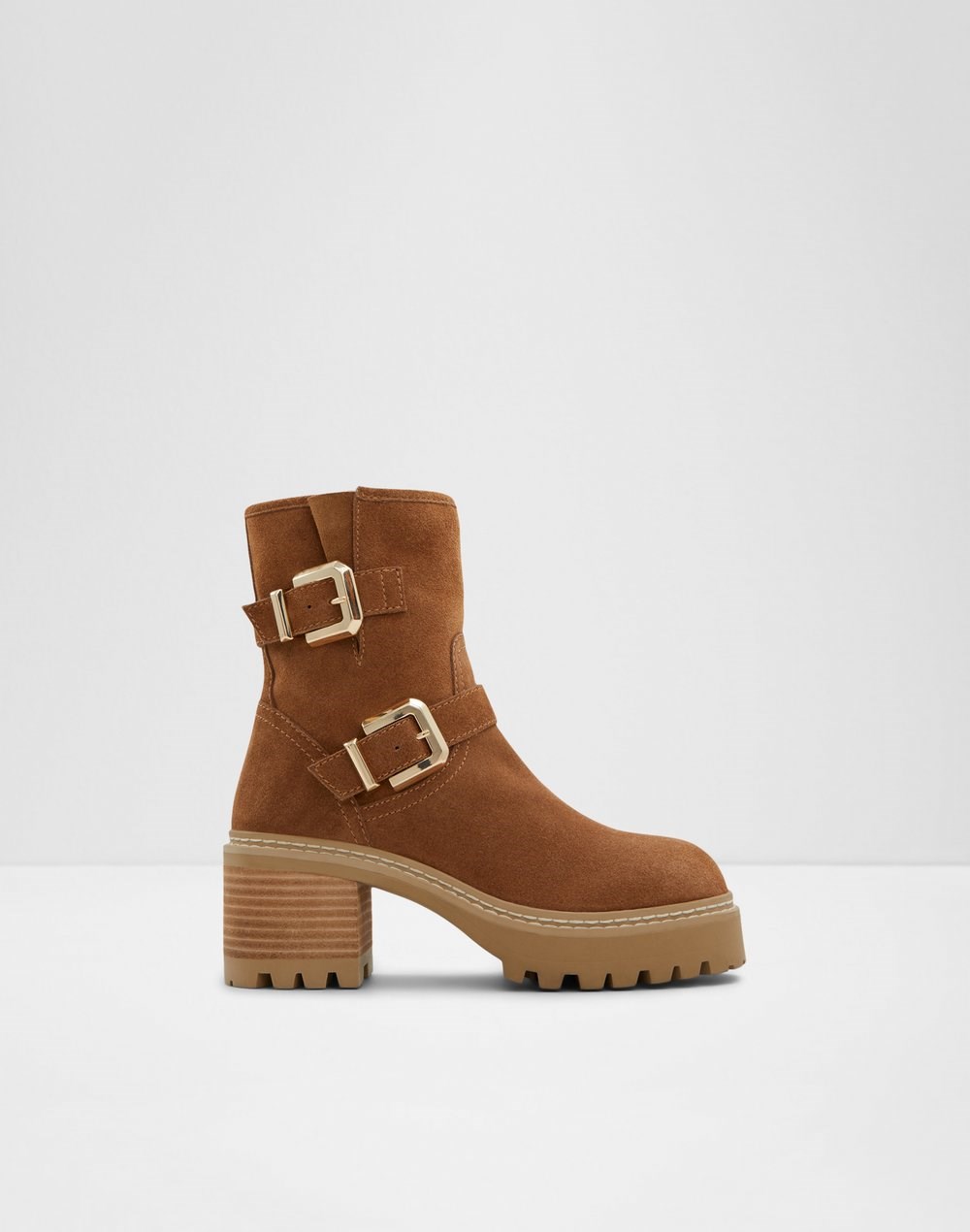 Aldo vodonepropusne gležnjače na petu PALOMINA LEA SUEDE - smeđa
