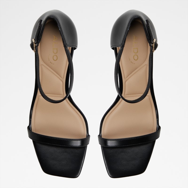 Aldo sandale na srednje visoku petu PARAGON SYN SHINY - crna 5