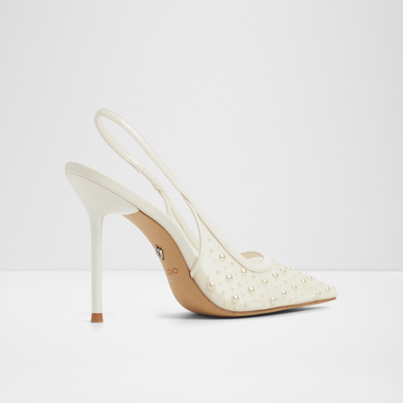 Aldo cipele na visoku petu PEARLESCENT TEX MESH - bijela 2