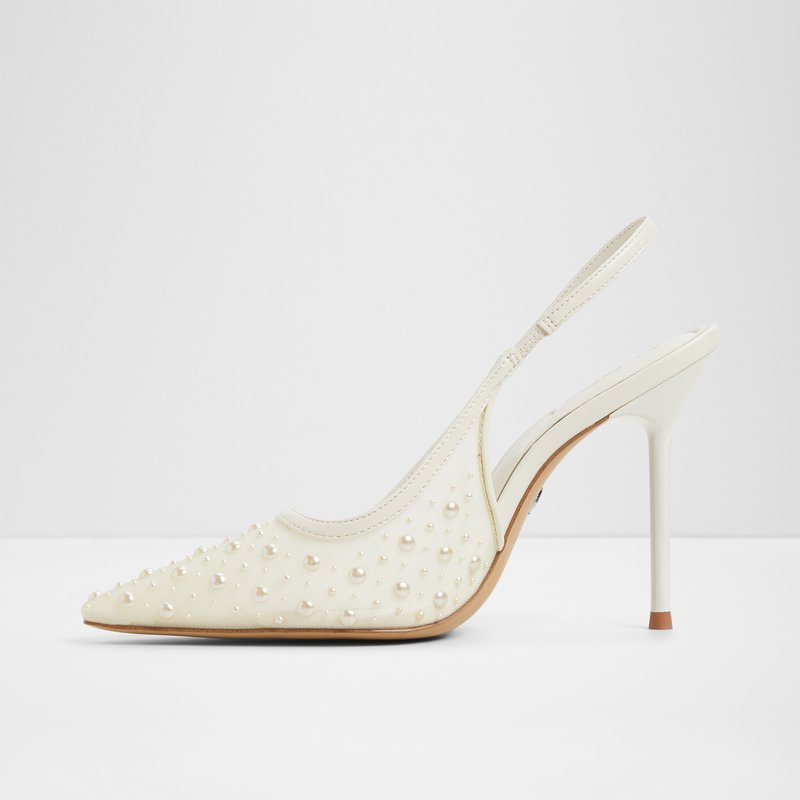 Aldo cipele na visoku petu PEARLESCENT TEX MESH - bijela 6