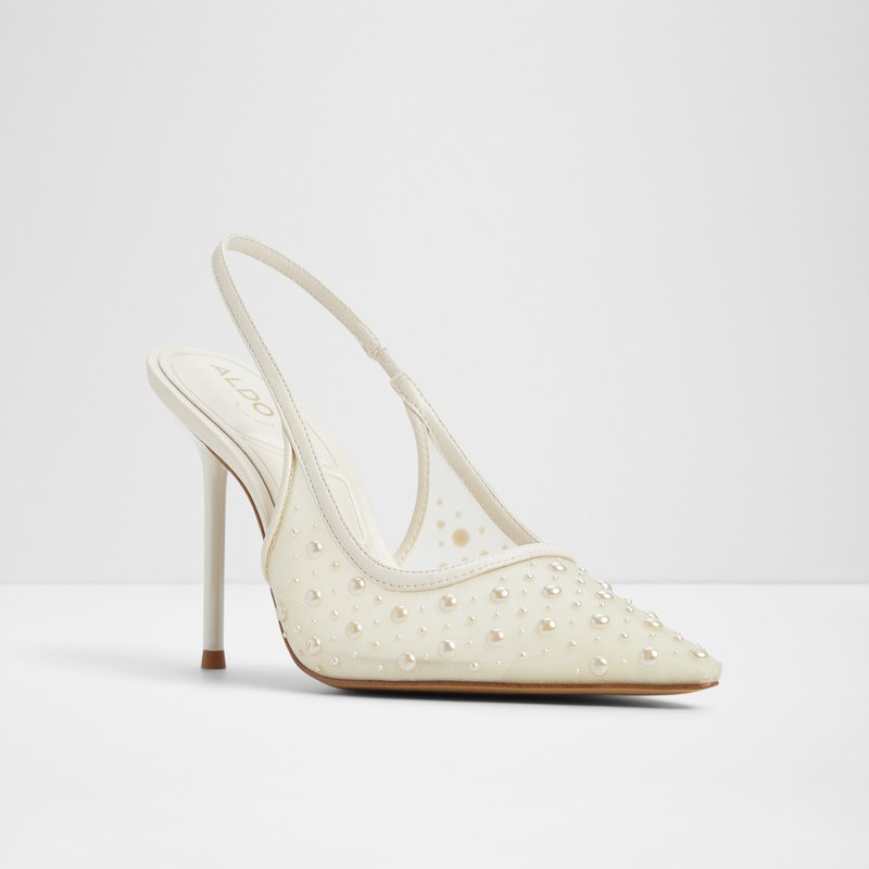 Aldo cipele na visoku petu PEARLESCENT TEX MESH - bijela 3