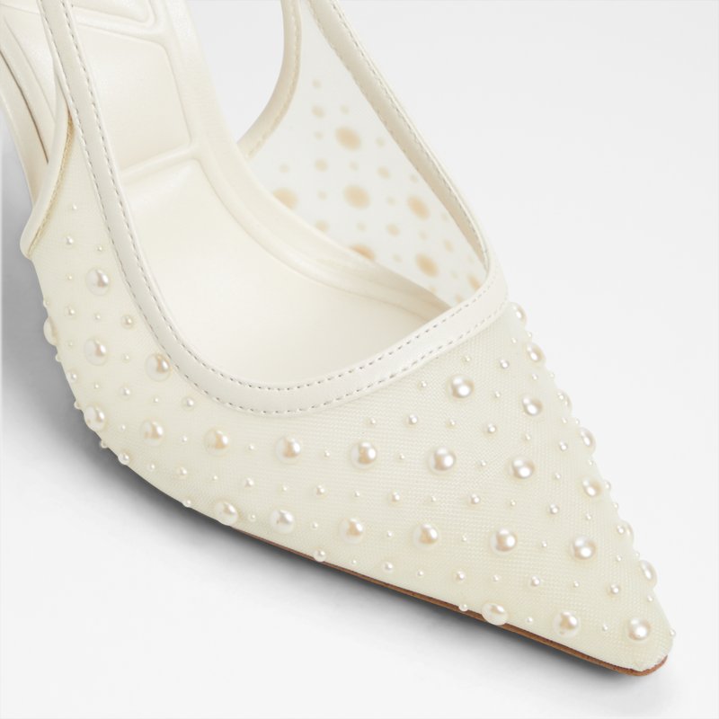 Aldo cipele na visoku petu PEARLESCENT TEX MESH - bijela 4