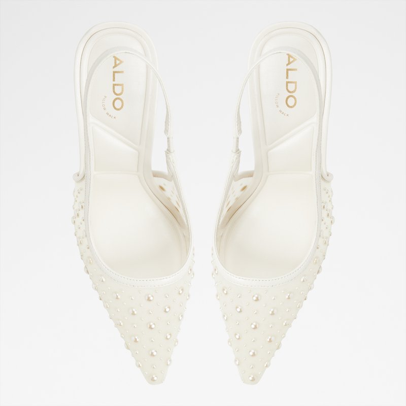Aldo cipele na visoku petu PEARLESCENT TEX MESH - bijela 5