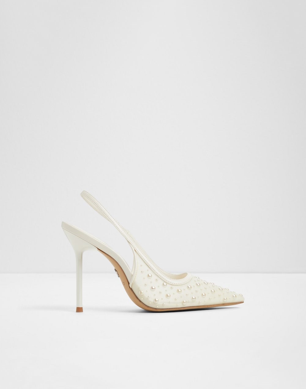 Aldo cipele na visoku petu PEARLESCENT TEX MESH - bijela