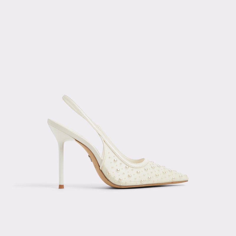 Aldo cipele na visoku petu PEARLESCENT TEX MESH - bijela 1