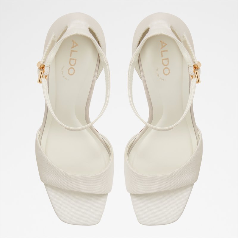 Aldo sandale na visoku petu PEARLETTA TEX GROSGRAIN - bijela 5