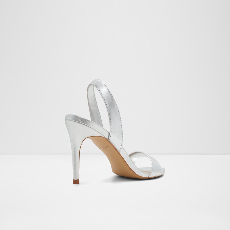 Aldo sandale na srednje visoku petu PEMELA LEA METALLIC - srebrna 4