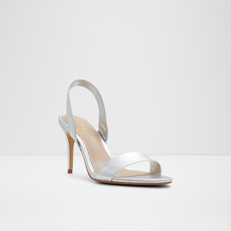 Aldo sandale na srednje visoku petu PEMELA LEA METALLIC - srebrna 3