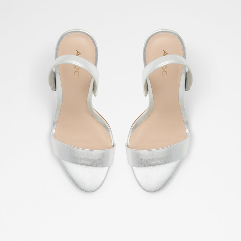 Aldo sandale na srednje visoku petu PEMELA LEA METALLIC - srebrna 6
