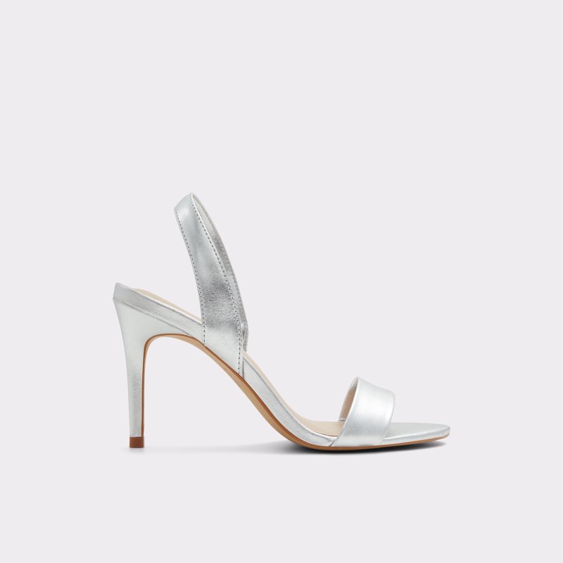 Aldo sandale na srednje visoku petu PEMELA LEA METALLIC - srebrna 1