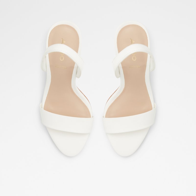 Aldo sandale na srednje visoku petu PEMELA LEA METALLIC - bijela 5