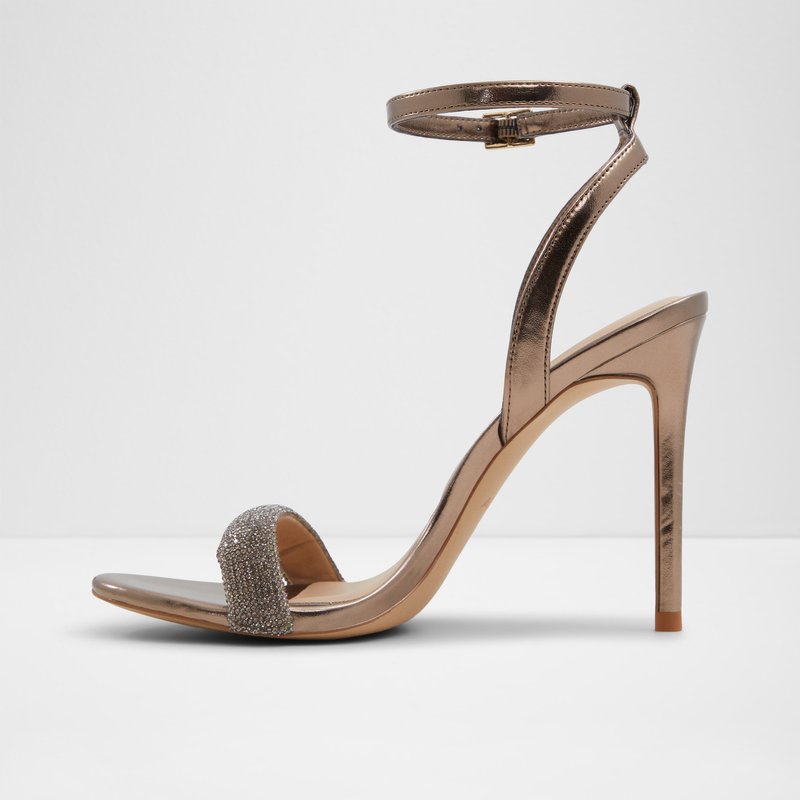 Aldo sandale na visoku petu PERLEA SYN METALLIC - smeđa 2