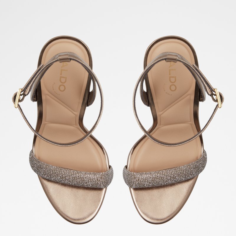 Aldo sandale na visoku petu PERLEA SYN METALLIC - smeđa 5