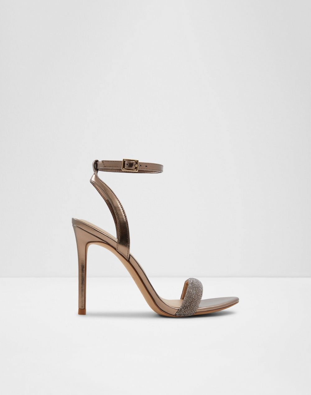Aldo sandale na visoku petu PERLEA SYN METALLIC - smeđa