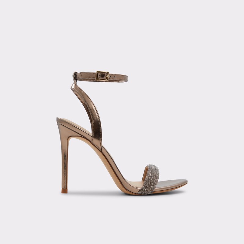 Aldo sandale na visoku petu PERLEA SYN METALLIC - smeđa 1