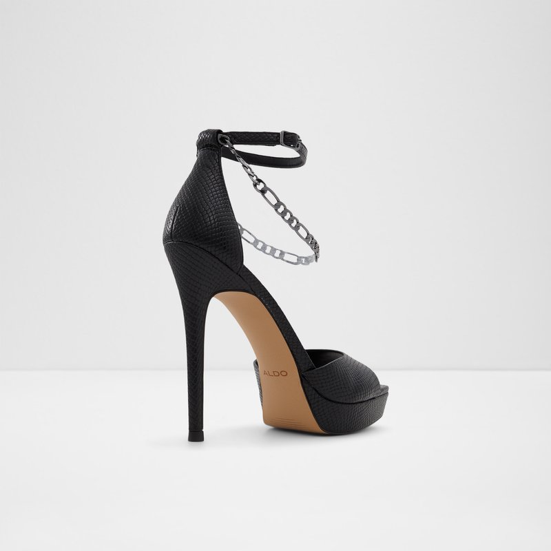 Aldo sandale na visoku petu PRISILLA SYN EMB SNAKE - crna 2