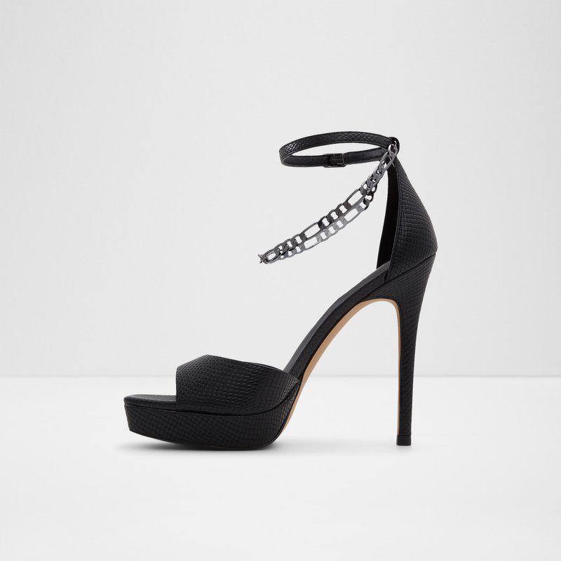 Aldo sandale na visoku petu PRISILLA SYN EMB SNAKE - crna 5