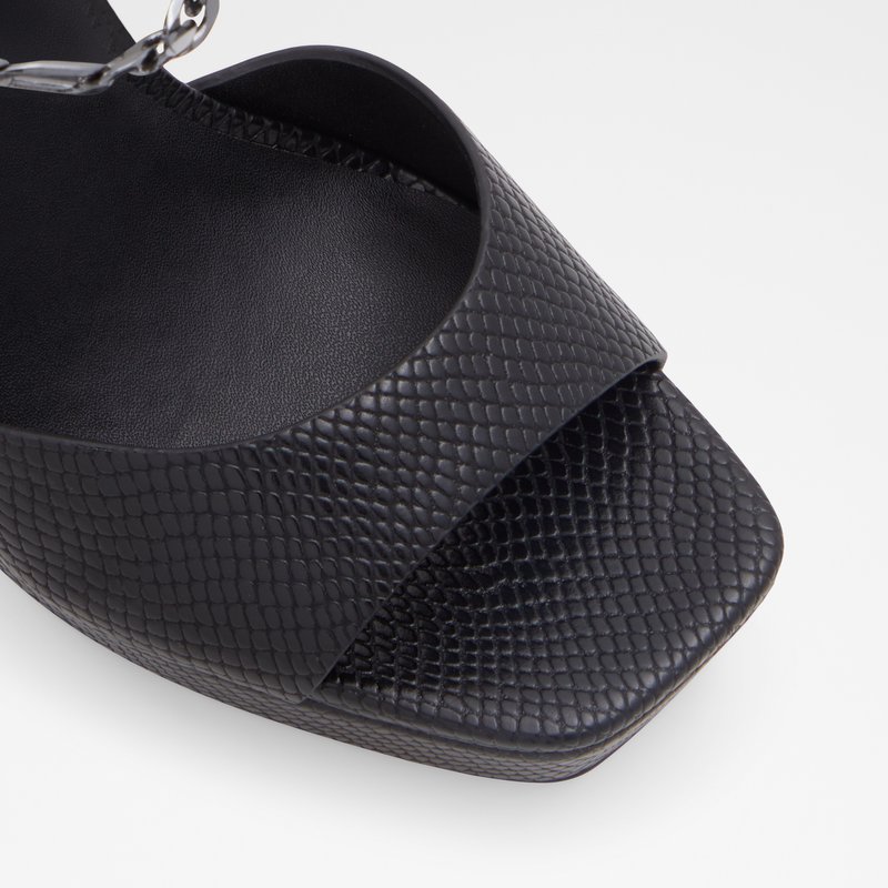 Aldo sandale na visoku petu PRISILLA SYN EMB SNAKE - crna 4