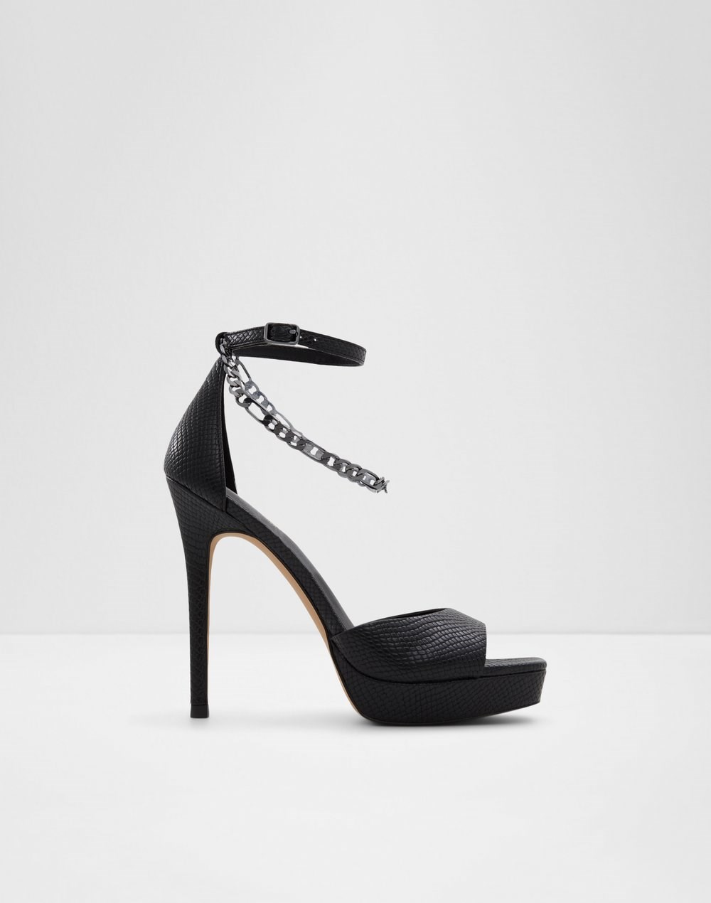 Aldo sandale na visoku petu PRISILLA SYN EMB SNAKE - crna