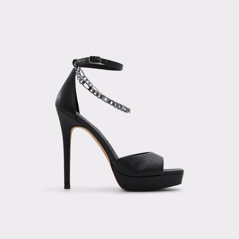 Aldo sandale na visoku petu PRISILLA SYN EMB SNAKE - crna 1