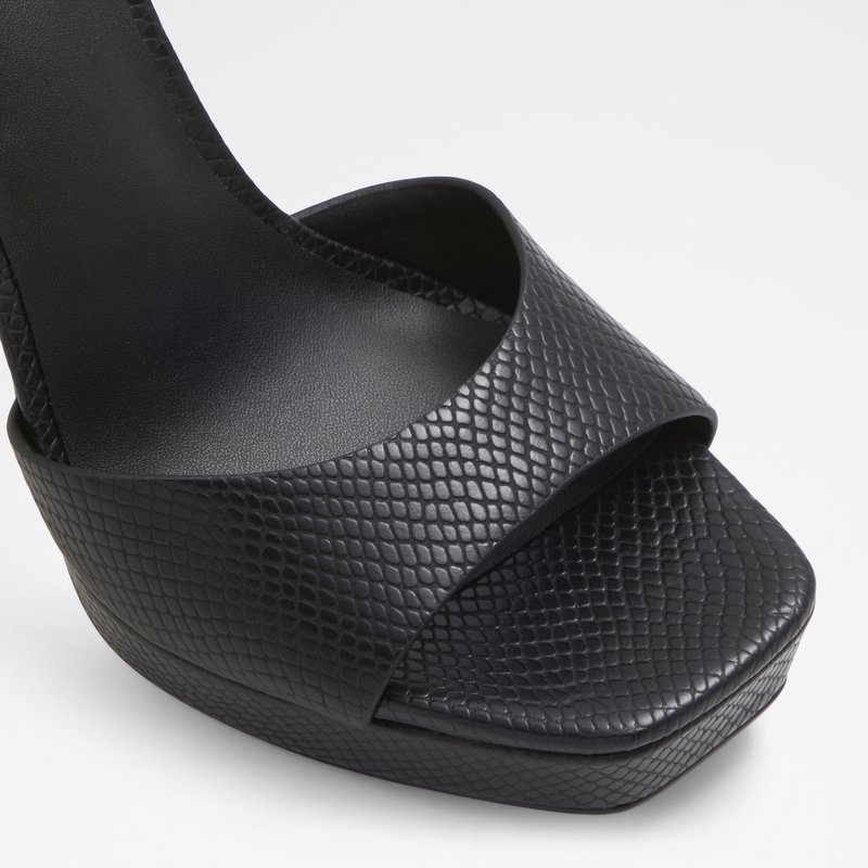 Aldo sandale na visoku petu PRISILLA SYN EMB SNAKE - crna 4