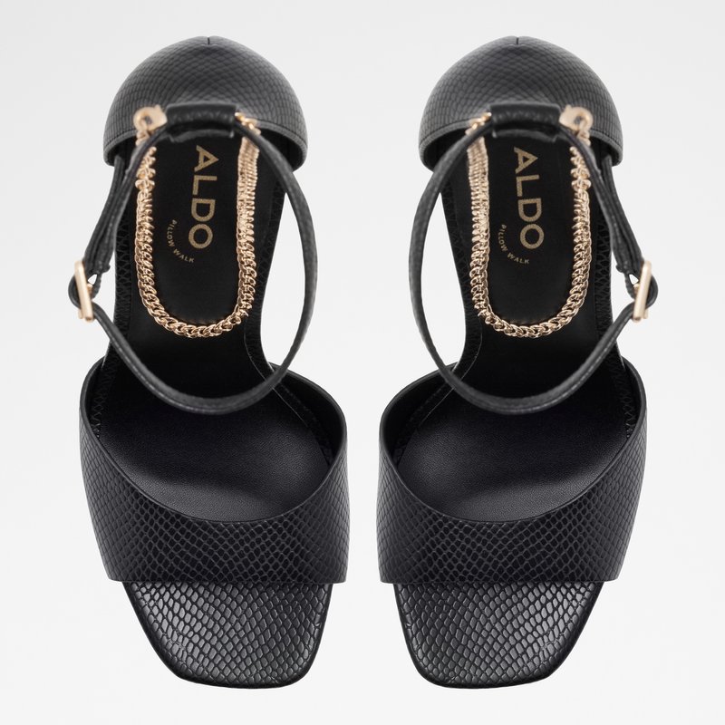 Aldo sandale na visoku petu PRISILLA SYN EMB SNAKE - crna 5