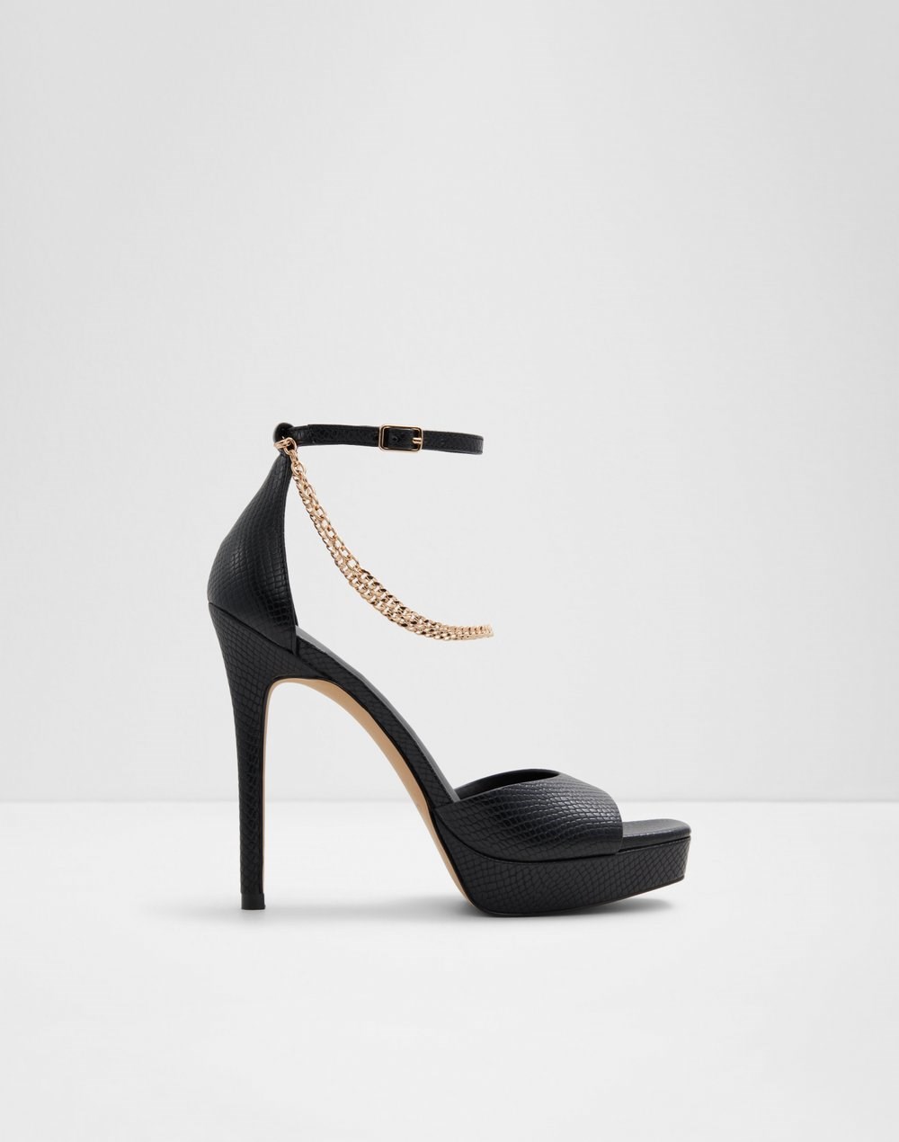 Aldo sandale na visoku petu PRISILLA SYN EMB SNAKE - crna
