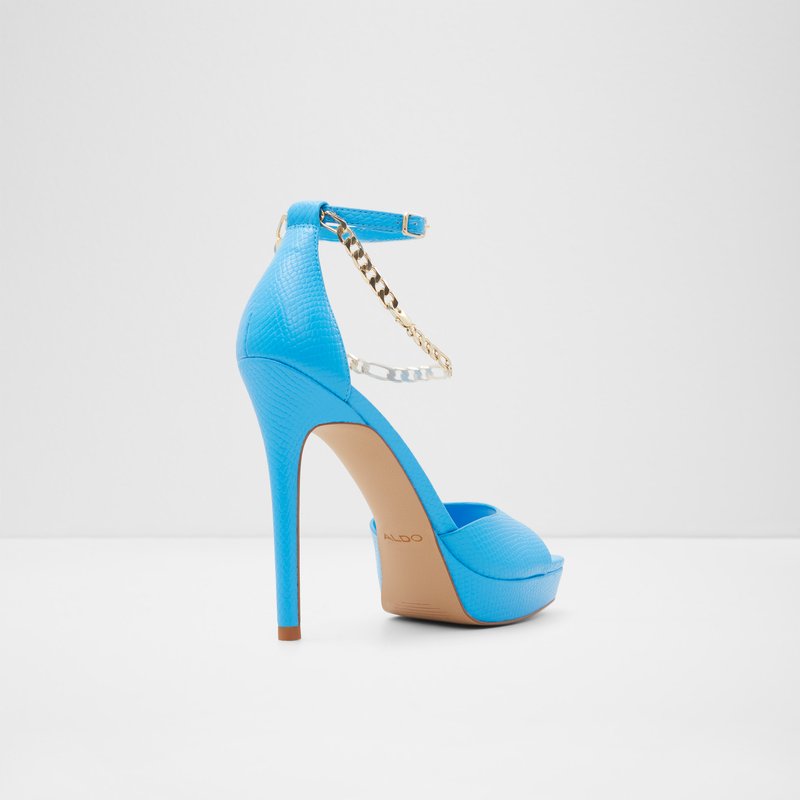 Aldo sandale na visoku petu PRISILLA SYN EMB SNAKE - plava 2
