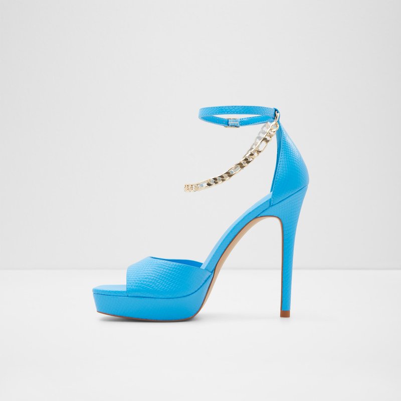 Aldo sandale na visoku petu PRISILLA SYN EMB SNAKE - plava 6