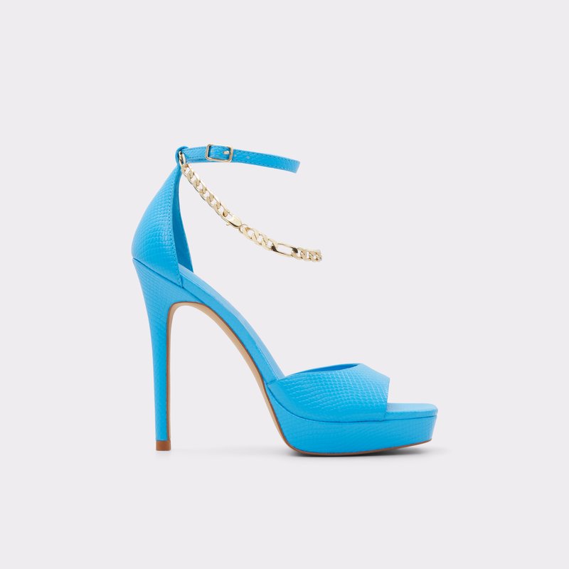 Aldo sandale na visoku petu PRISILLA SYN EMB SNAKE - plava 1