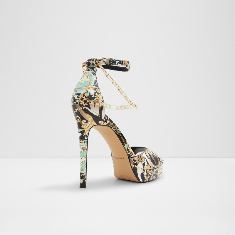 Aldo sandale na visoku petu PRISILLA SYN EMBOSSED - multicolor