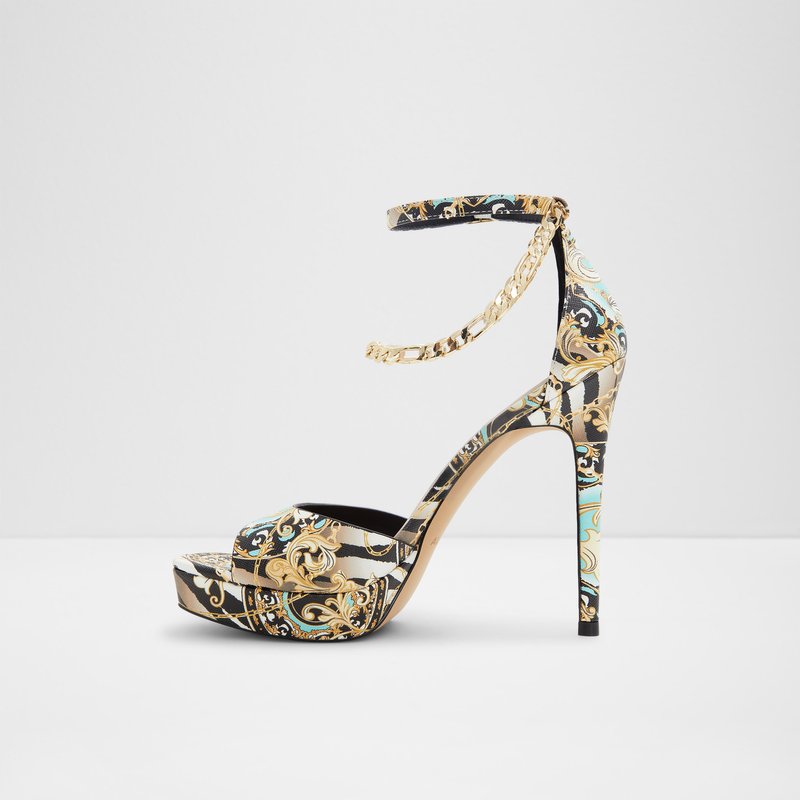 Aldo sandale na visoku petu PRISILLA SYN EMBOSSED - multicolor