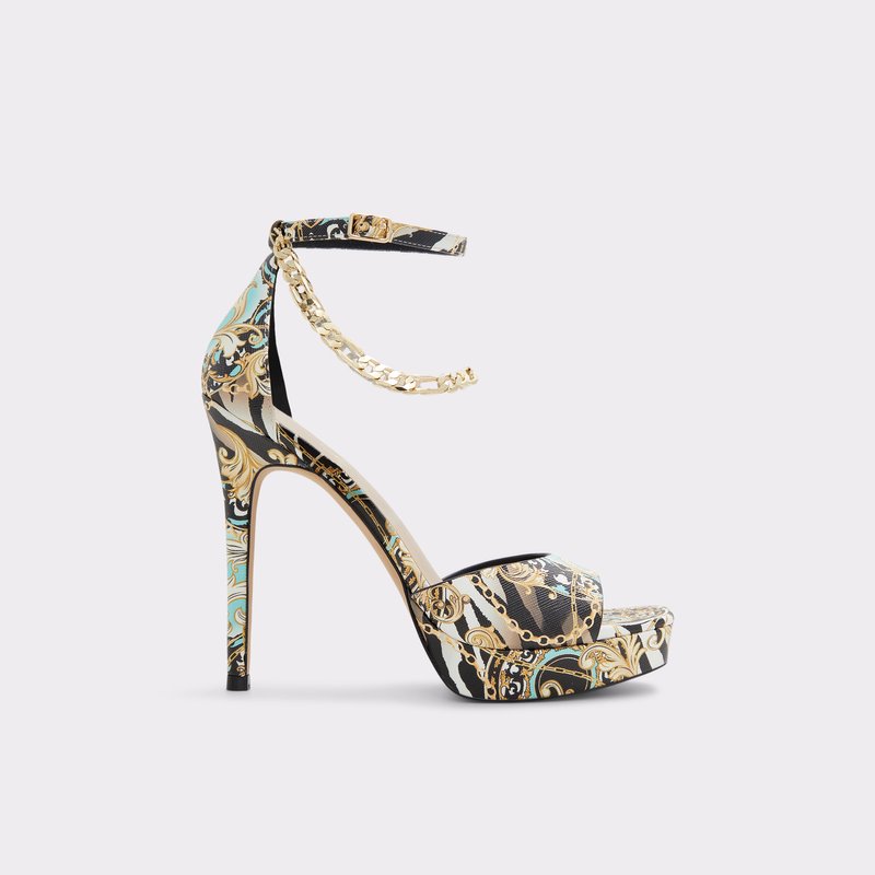 Aldo sandale na visoku petu PRISILLA SYN EMBOSSED - multicolor