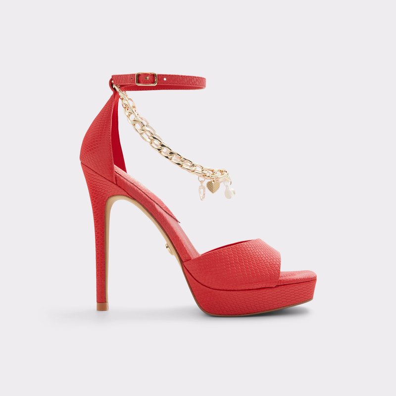 Aldo sandale na visoku petu PRISILLA SYN EMB SNAKE - crvena 1