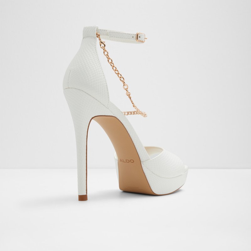 Aldo sandale na visoku petu PRISILLA SYN EMB SNAKE - bijela 2