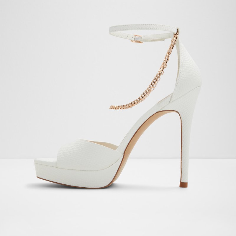 Aldo sandale na visoku petu PRISILLA SYN EMB SNAKE - bijela 3