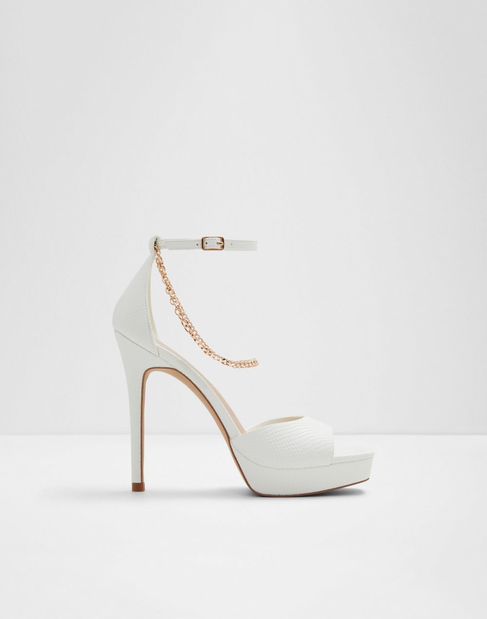 Aldo sandale na visoku petu PRISILLA SYN EMB SNAKE - bijela