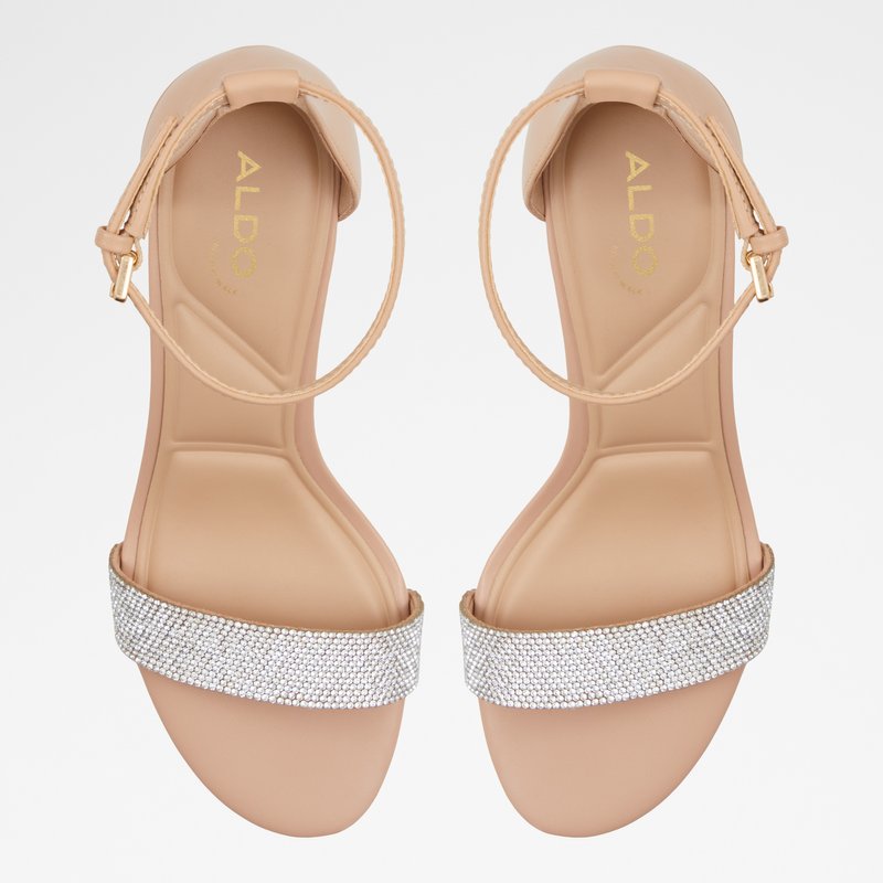 Aldo sandale na srednje visoku petu PRISTINE LEA MIX MAT - bež 5