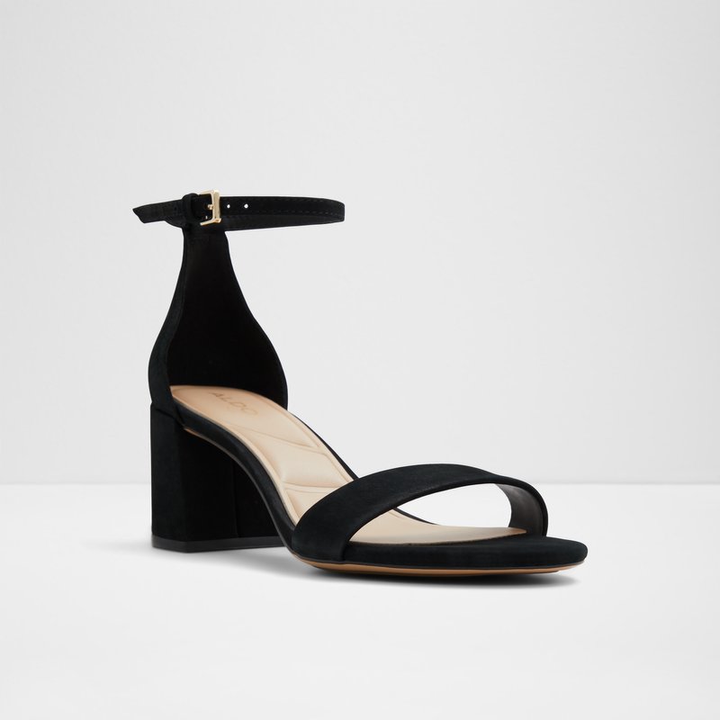 Aldo sandale na srednje visoku petu PRISTINE LEA NUBUCK - crna 4