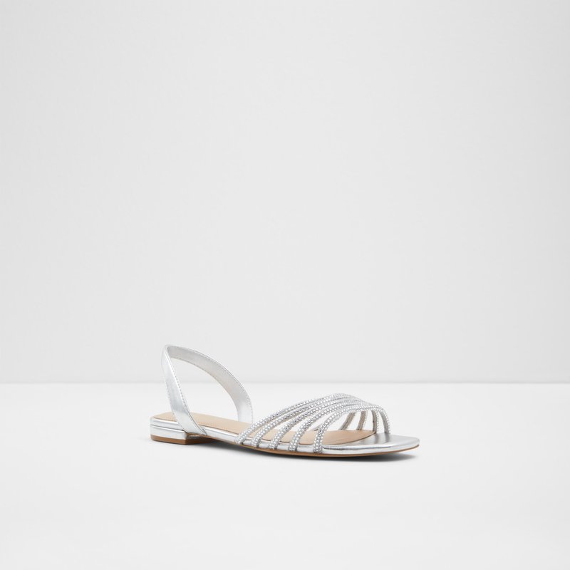 Aldo ravne sandale QIMMA SYN MIX MAT - srebrna 3