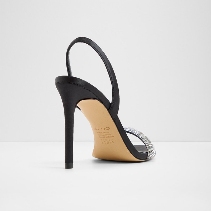Aldo sandale na visoku petu QUINNLY TEX SATIN - crna 2