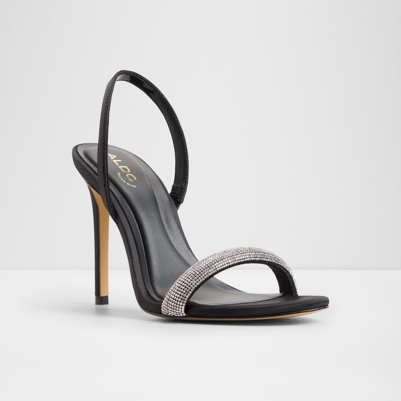 Aldo sandale na visoku petu QUINNLY TEX SATIN - crna 3