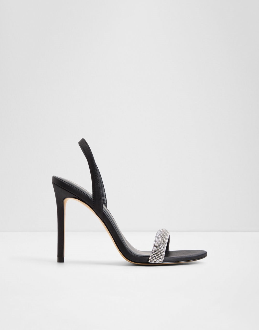 Aldo sandale na visoku petu QUINNLY TEX SATIN - crna