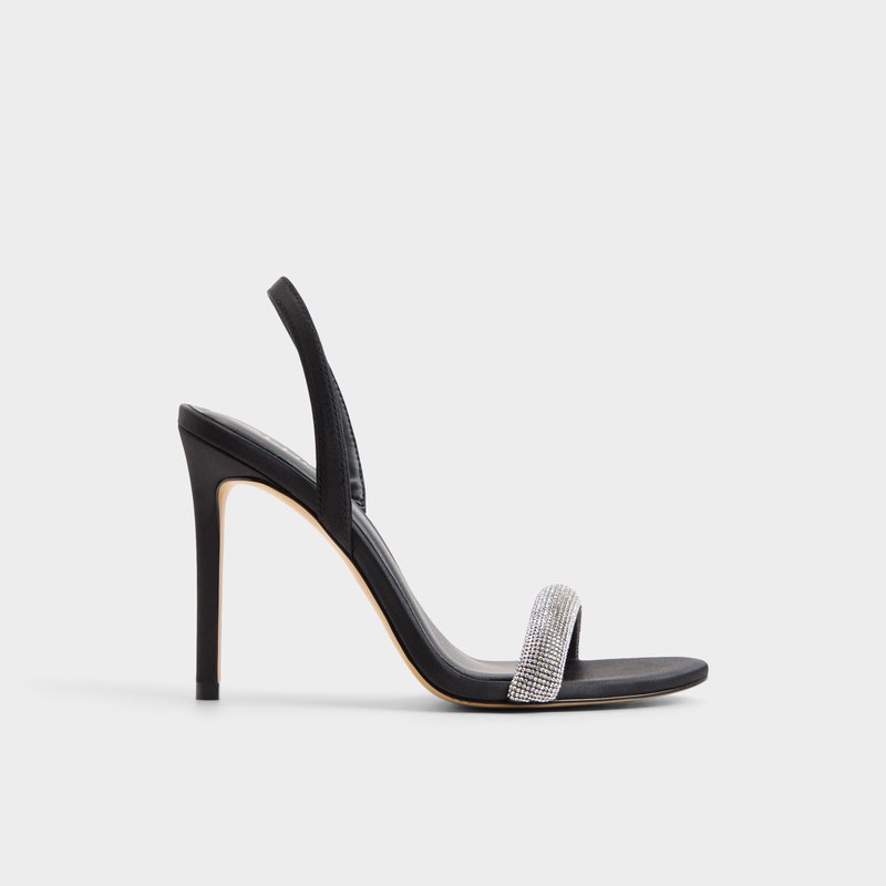 Aldo sandale na visoku petu QUINNLY TEX SATIN - crna 1