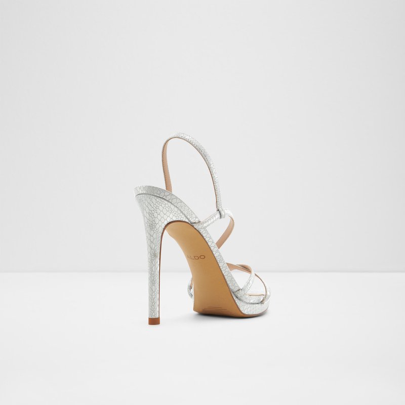 Aldo sandale na visoku petu RESURGE SYN METALLIC - srebrna 2