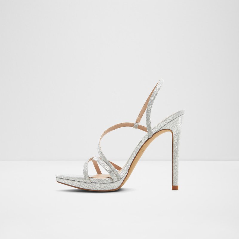 Aldo sandale na visoku petu RESURGE SYN METALLIC - srebrna 3